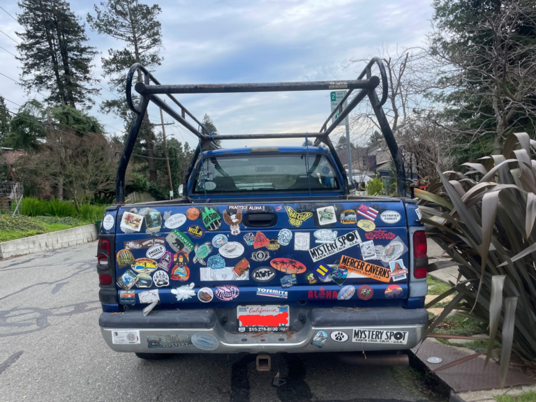truck with lots of stickers